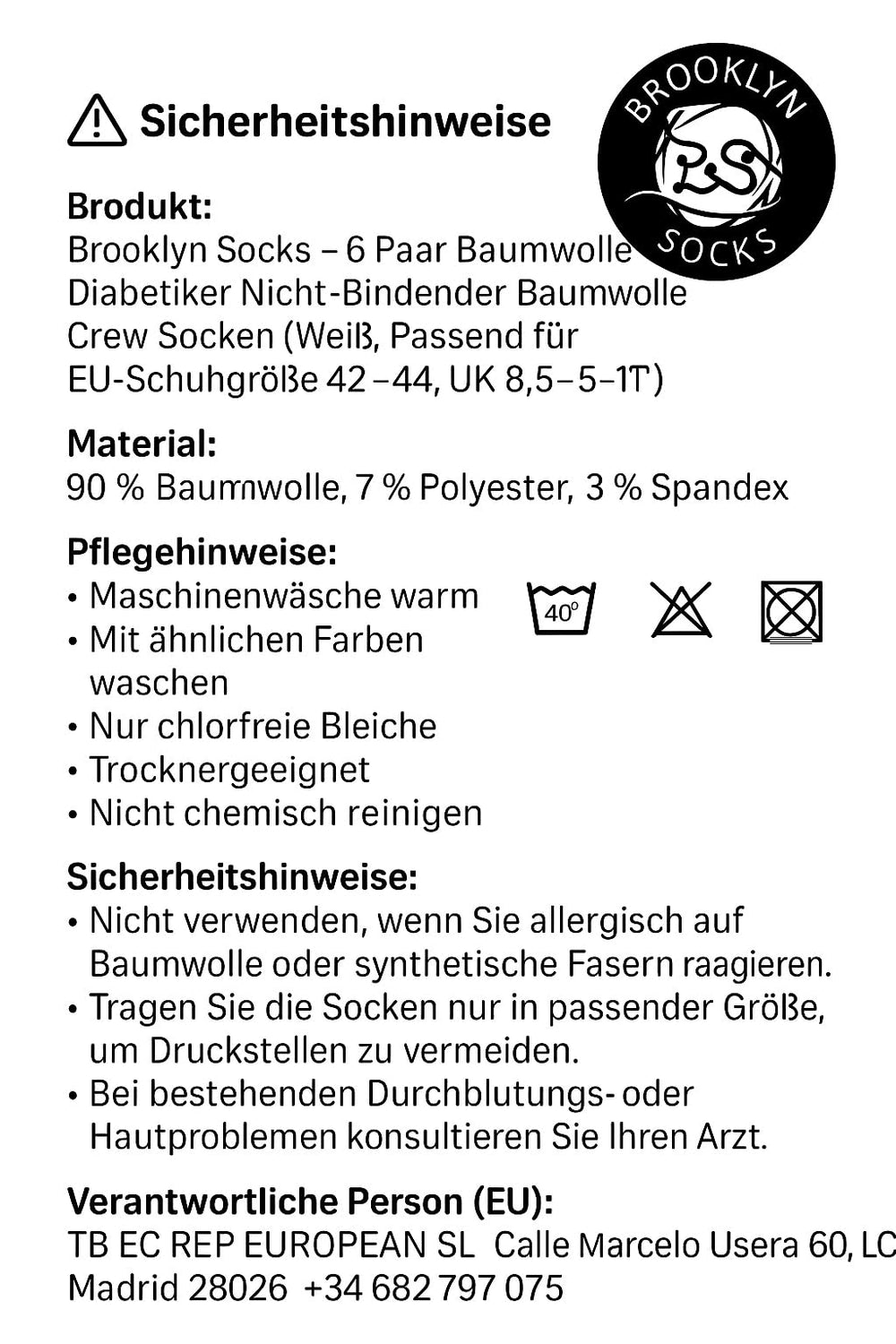 Brooklyn Socks 6-pair packaging label visible