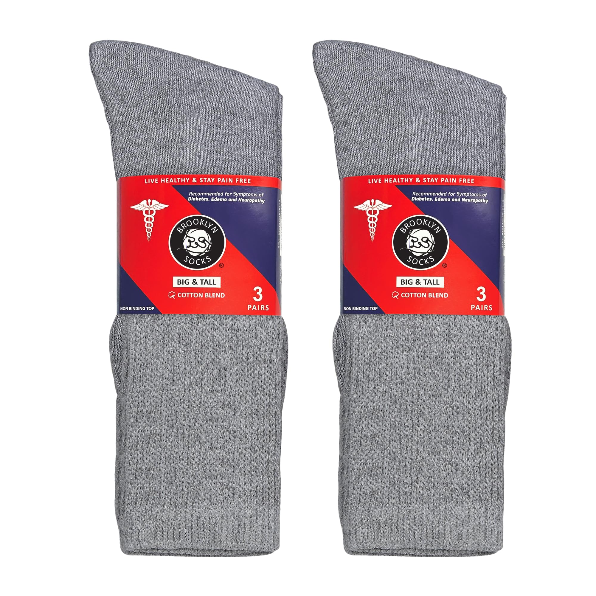 Brooklyn Socks king-size fit for 13-16 gray crew socks ready for daily use