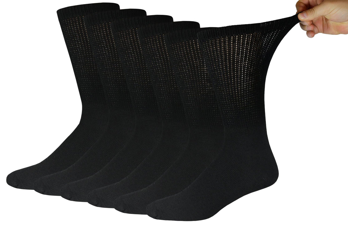 Brooklyn Socks big tall diabetic crew socks, black 13-16, pack of 6 for all-day comfort.
