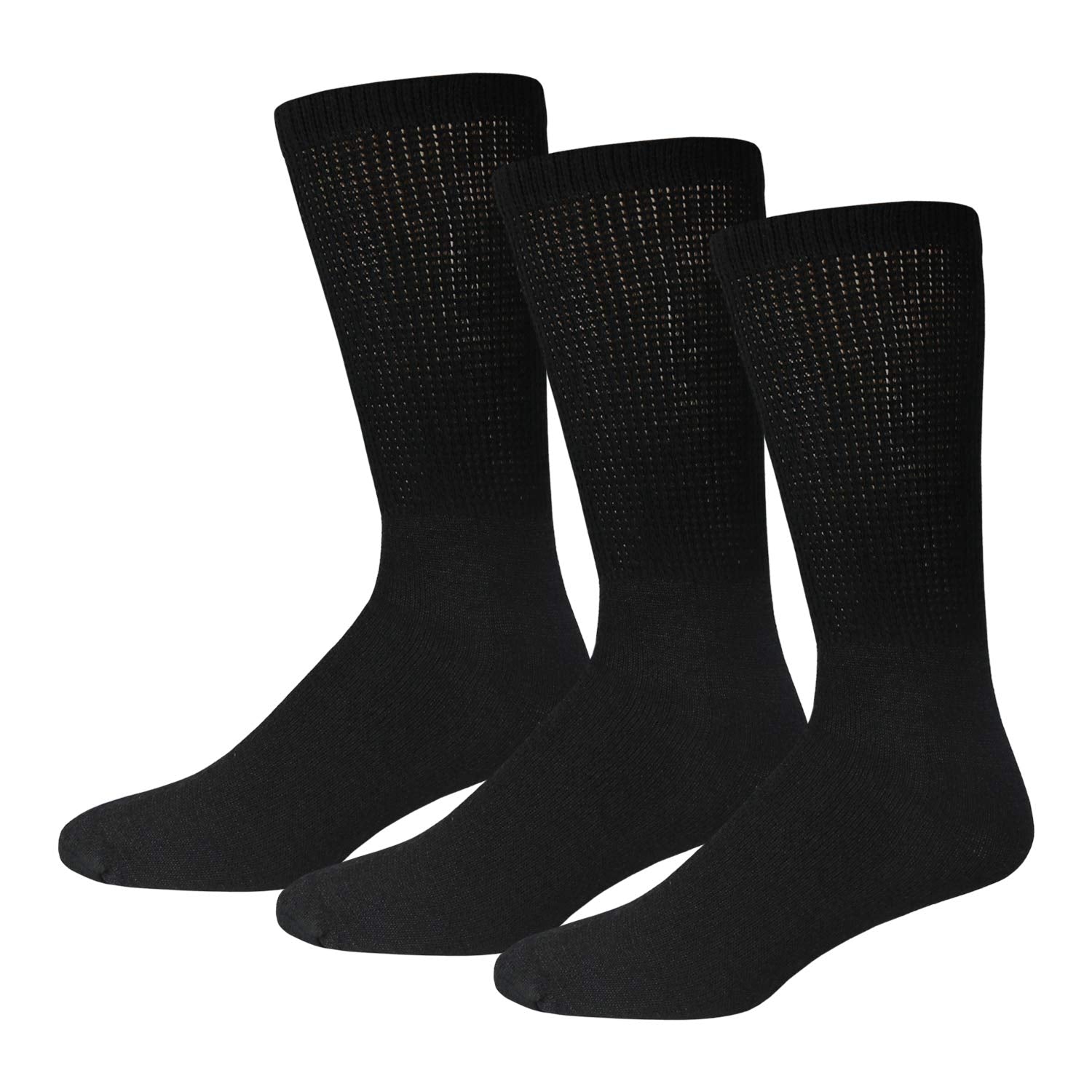 Brooklyn Socks big and tall diabetic crew socks in black, three-pack for all-day comfort.