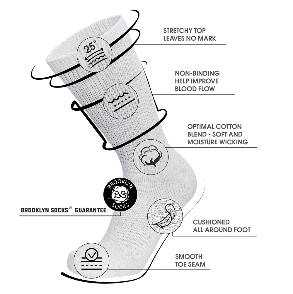 Brooklyn Socks Big Tall Diabetic Crew Socks cuff detail highlights comfortable fit