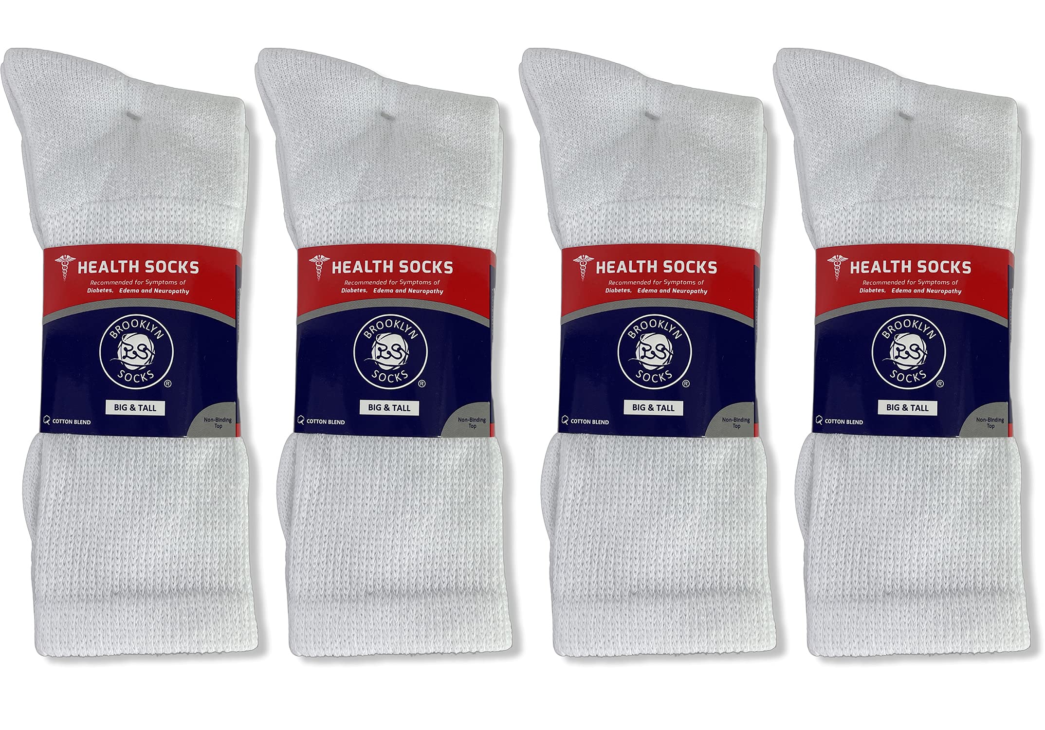 Brooklyn Socks Big Tall Diabetic Crew Socks packaging on display for bulk purchase
