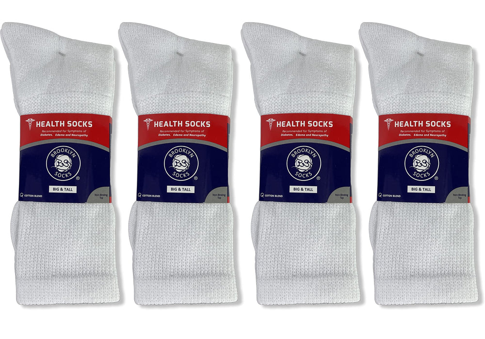 Brooklyn Socks Big Tall Diabetic Crew Socks packaging on display for bulk purchase