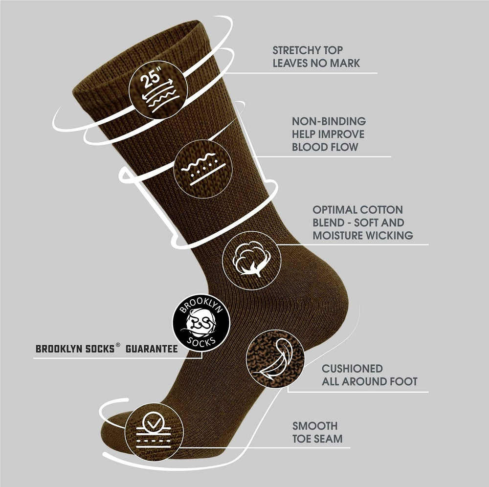 Brooklyn Socks diabetic crew close-up; breathable cotton for all-day comfort.