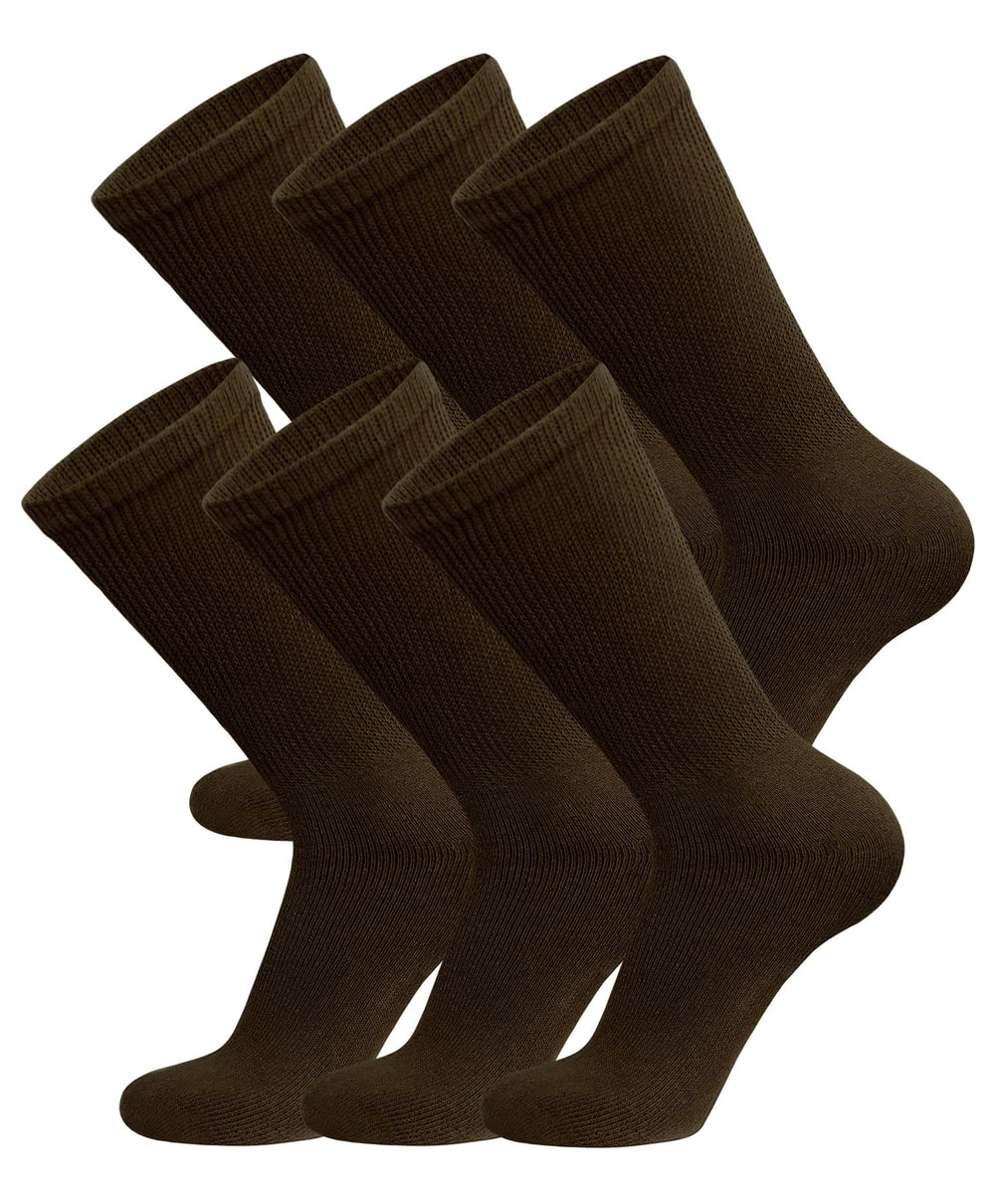Brooklyn Socks diabetic crew in deep brown; easy on/off for swollen feet.