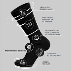 Brooklyn Socks king-size diabetic crew sock cuff close-up highlighting easy dressing