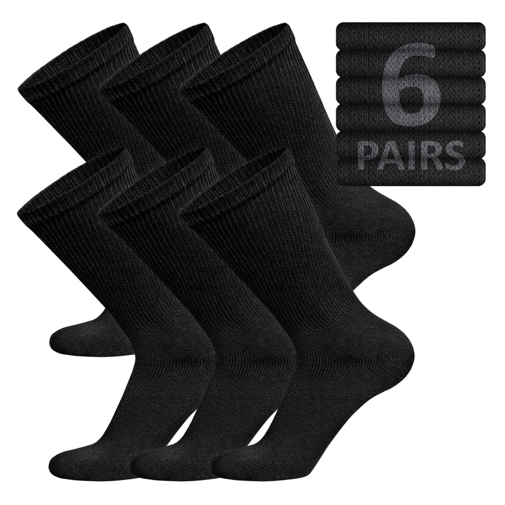 Brooklyn Socks diabetic crew in black, non-binding design for all-day comfort