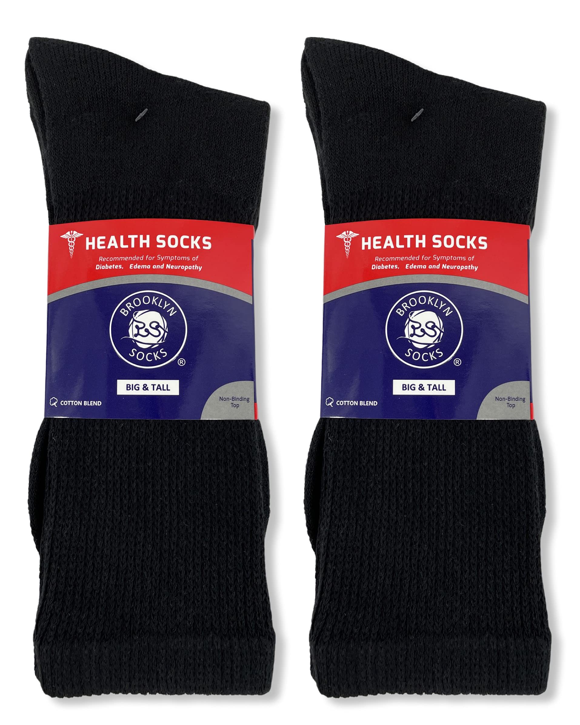 Brooklyn Socks diabetic crew socks minimal constriction for comfortable wear, black.