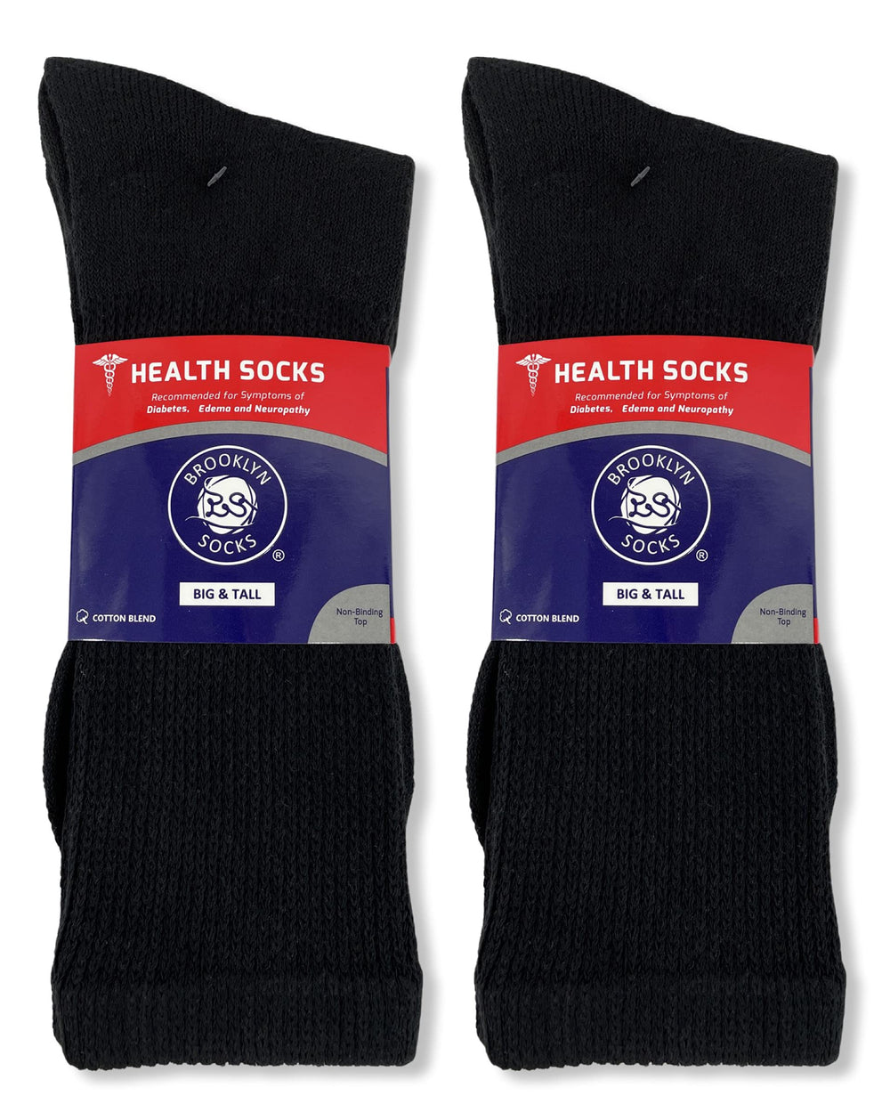 Brooklyn Socks diabetic crew socks minimal constriction for comfortable wear, black.
