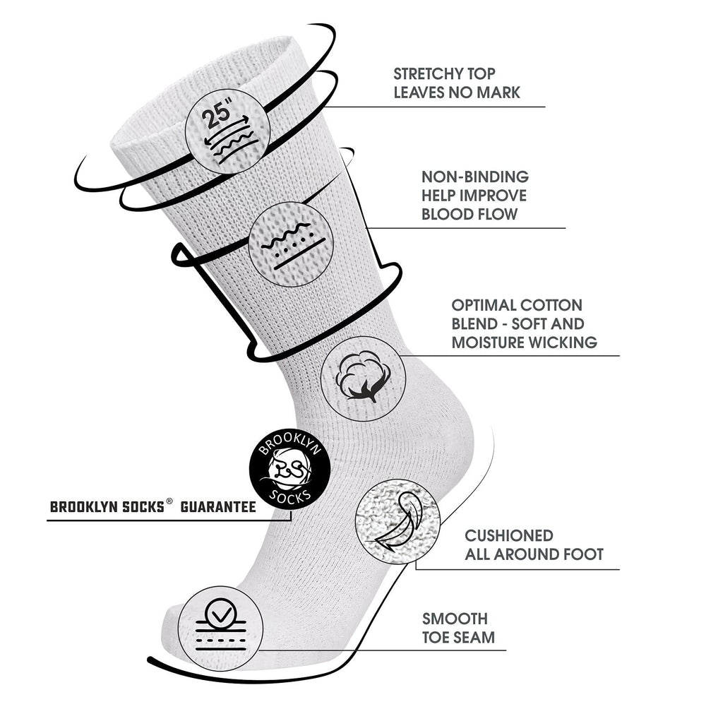 Brooklyn Socks diabetic crew sock over-ankle top for easy dressing