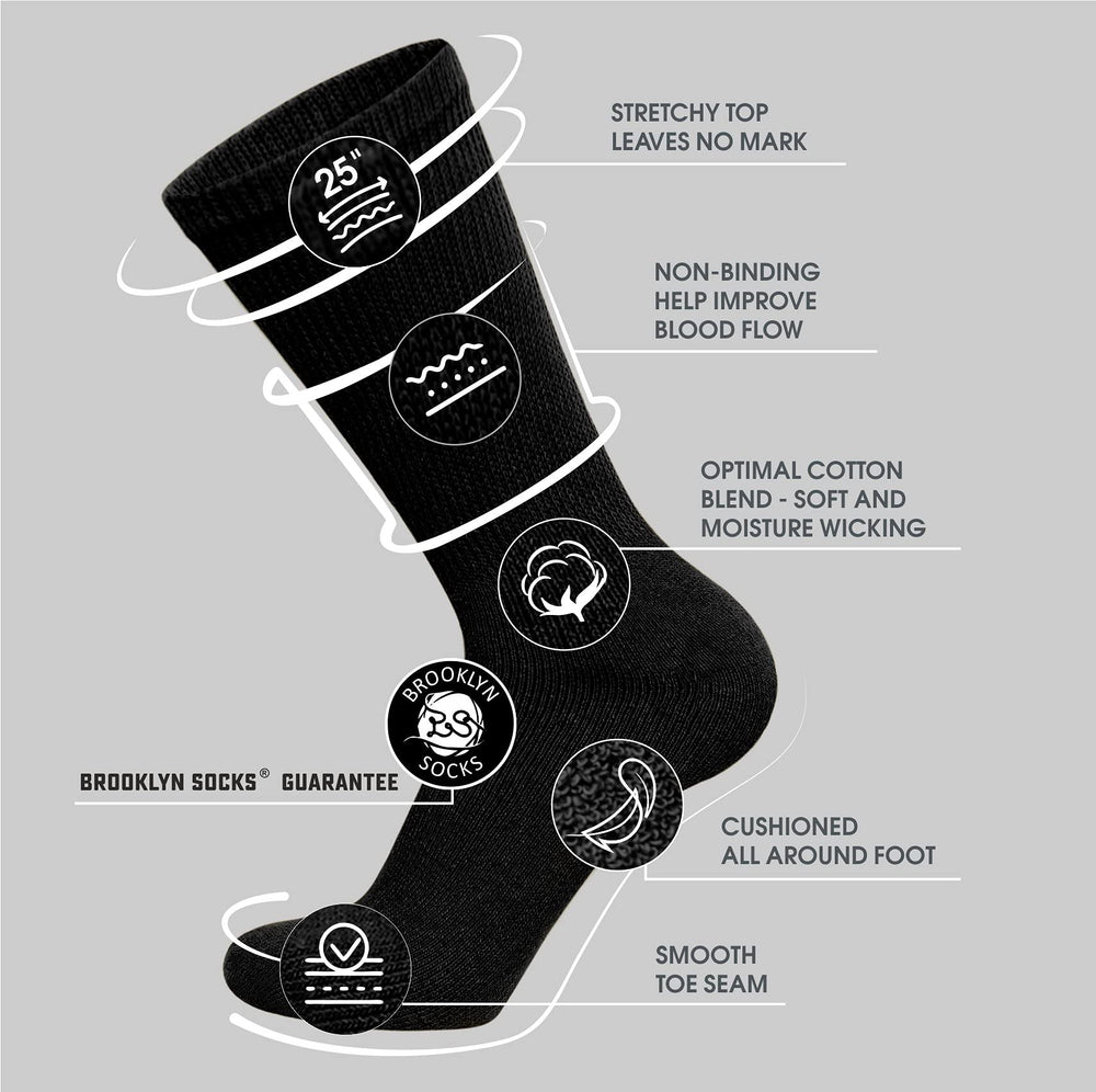 Brooklyn Socks diabetic crew socks pack side view highlights non binding easy dressing
