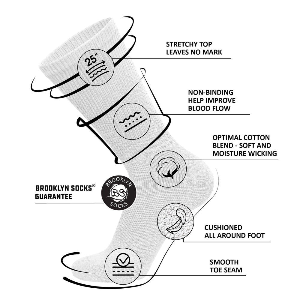 Brooklyn Socks diabetic neuropathy crew socks flat lay emphasizes comfort and stretch