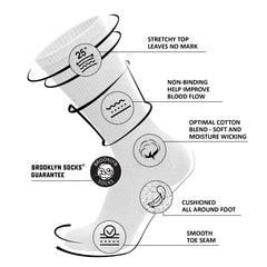Brooklyn Socks diabetic neuropathy crew socks flat lay emphasizes comfort and stretch