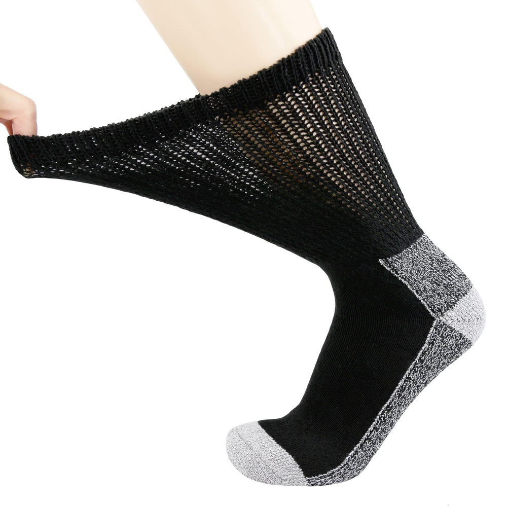 Brooklyn Socks diabetic slipper socks with cushioned feel in black for indoor wear.