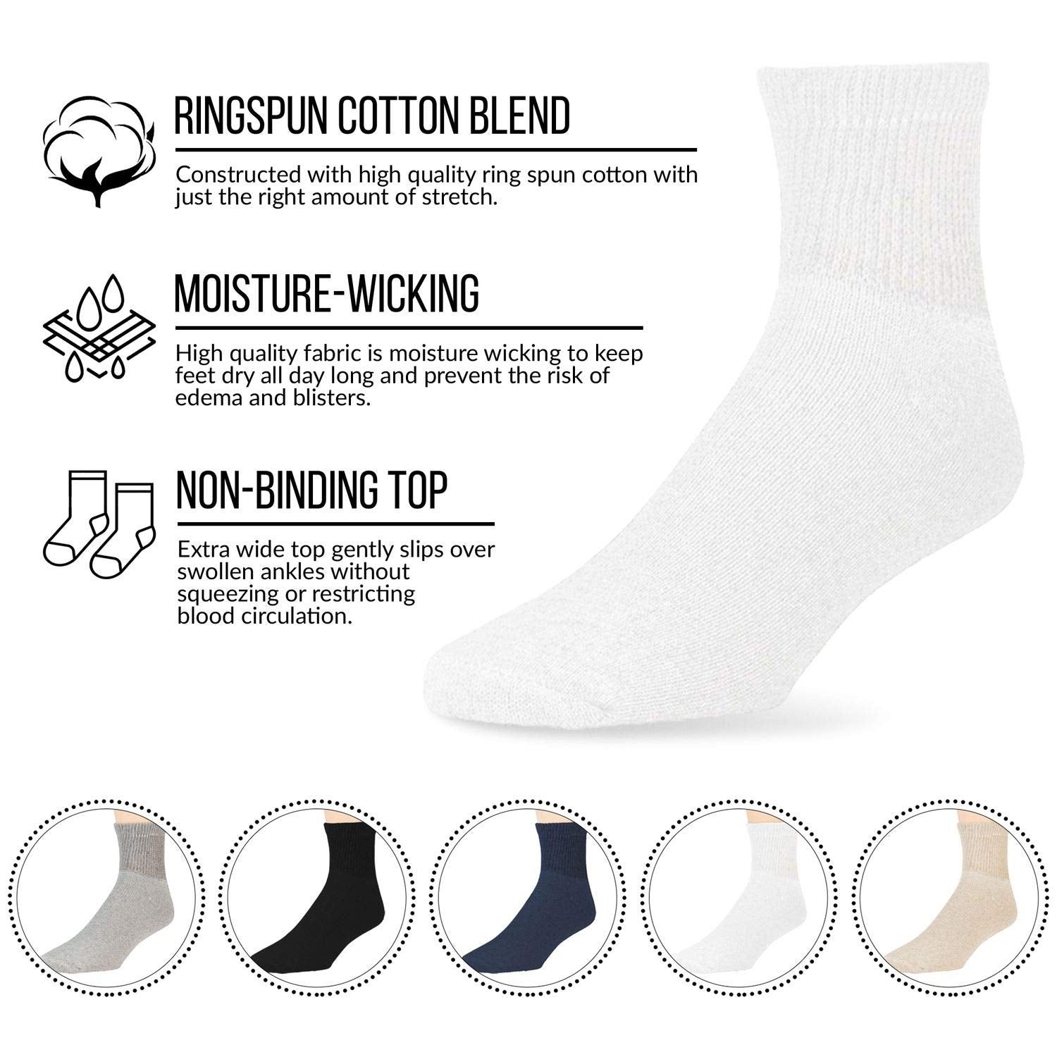 Brooklyn Socks non-binding loose-fit diabetic collection for easy slip-on over ankles