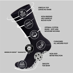 Brooklyn Socks non-binding top loose-knit design promotes comfortable, unrestricted foot circulation throughout the day.
