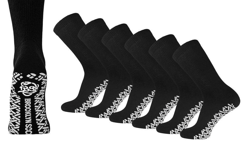 Brooklyn Socks non-skid diabetic crew socks with bottom grip for stable traction on slick floors.