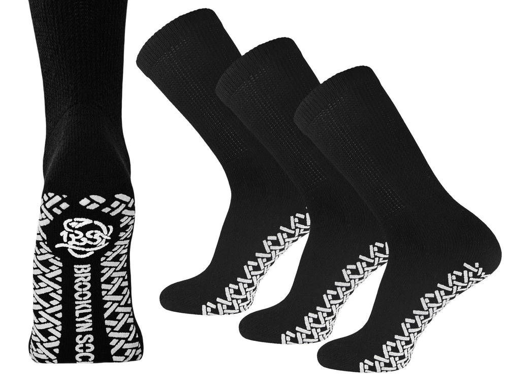 Brooklyn Socks non skid diabetic crew socks with gripper bottom for safer footing on smooth floors