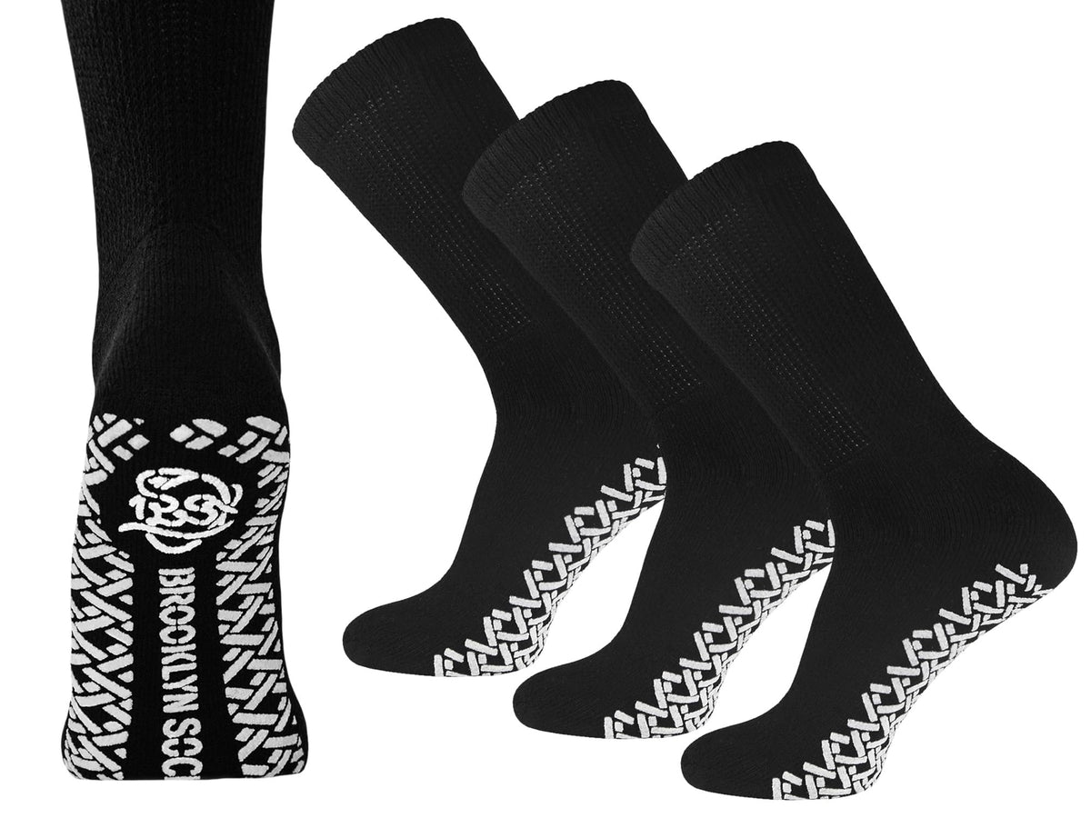 Brooklyn Socks non skid diabetic crew socks with gripper bottom for safer footing on smooth floors