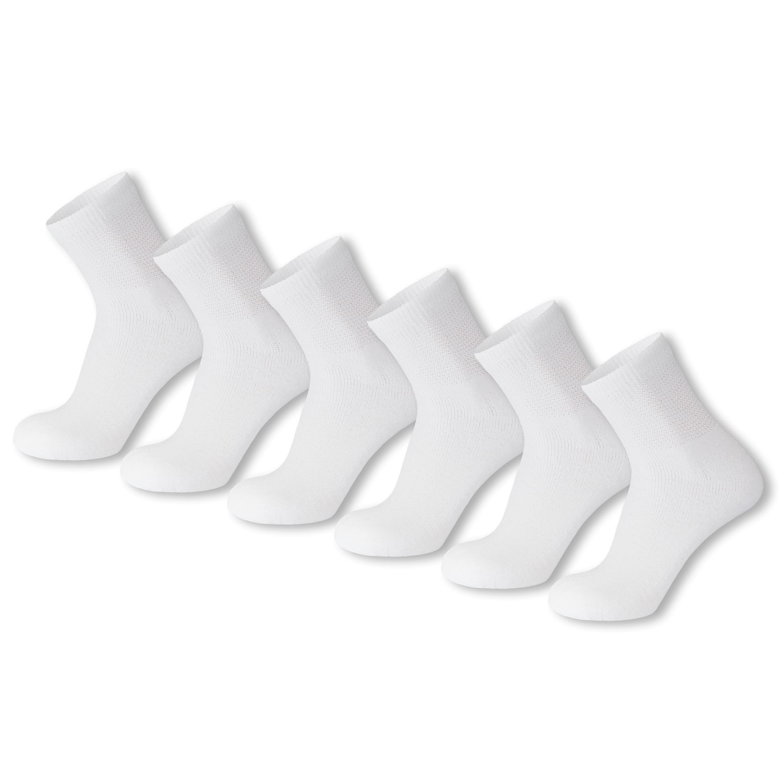 Brooklyn Socks premium diabetic cotton quarter-length sock in white for all-day comfort.