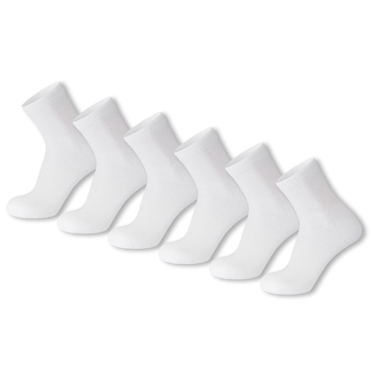 Brooklyn Socks premium diabetic cotton quarter-length sock in white for all-day comfort.