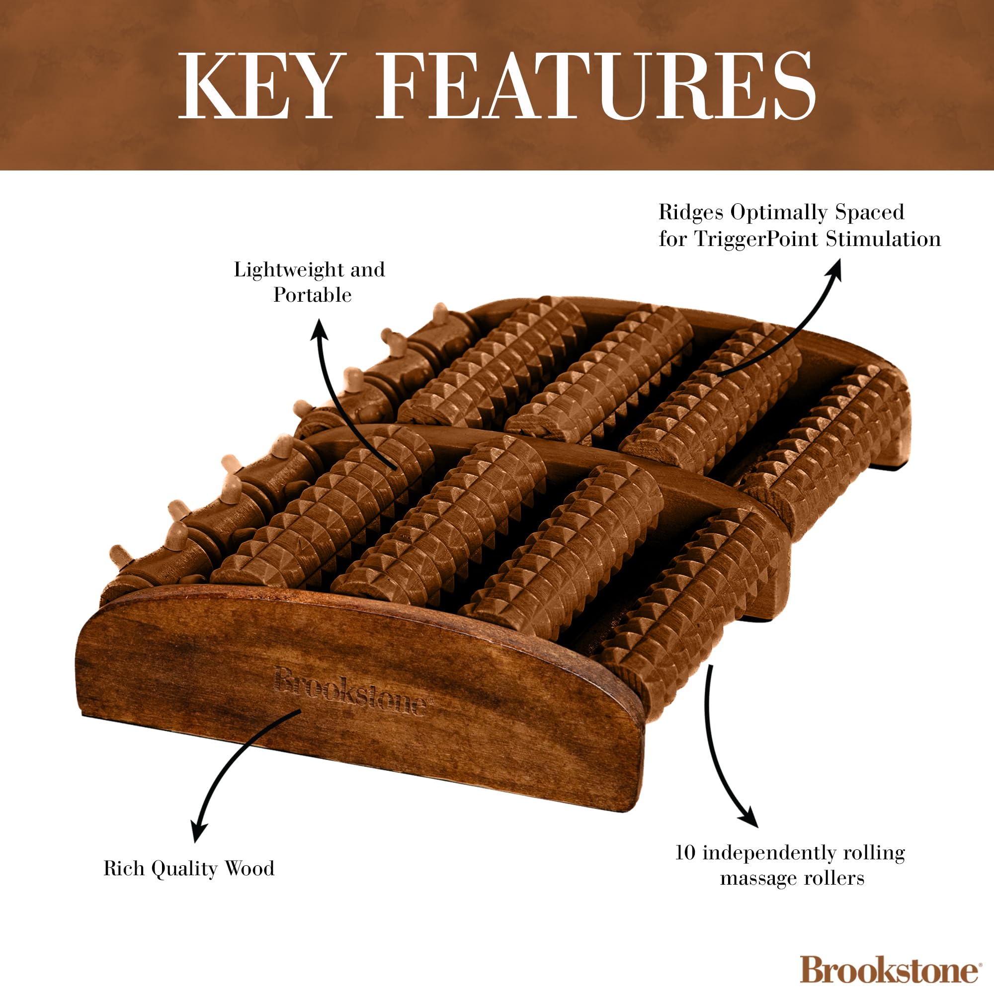 Brookstone wood roller supports at-home therapy for foot health