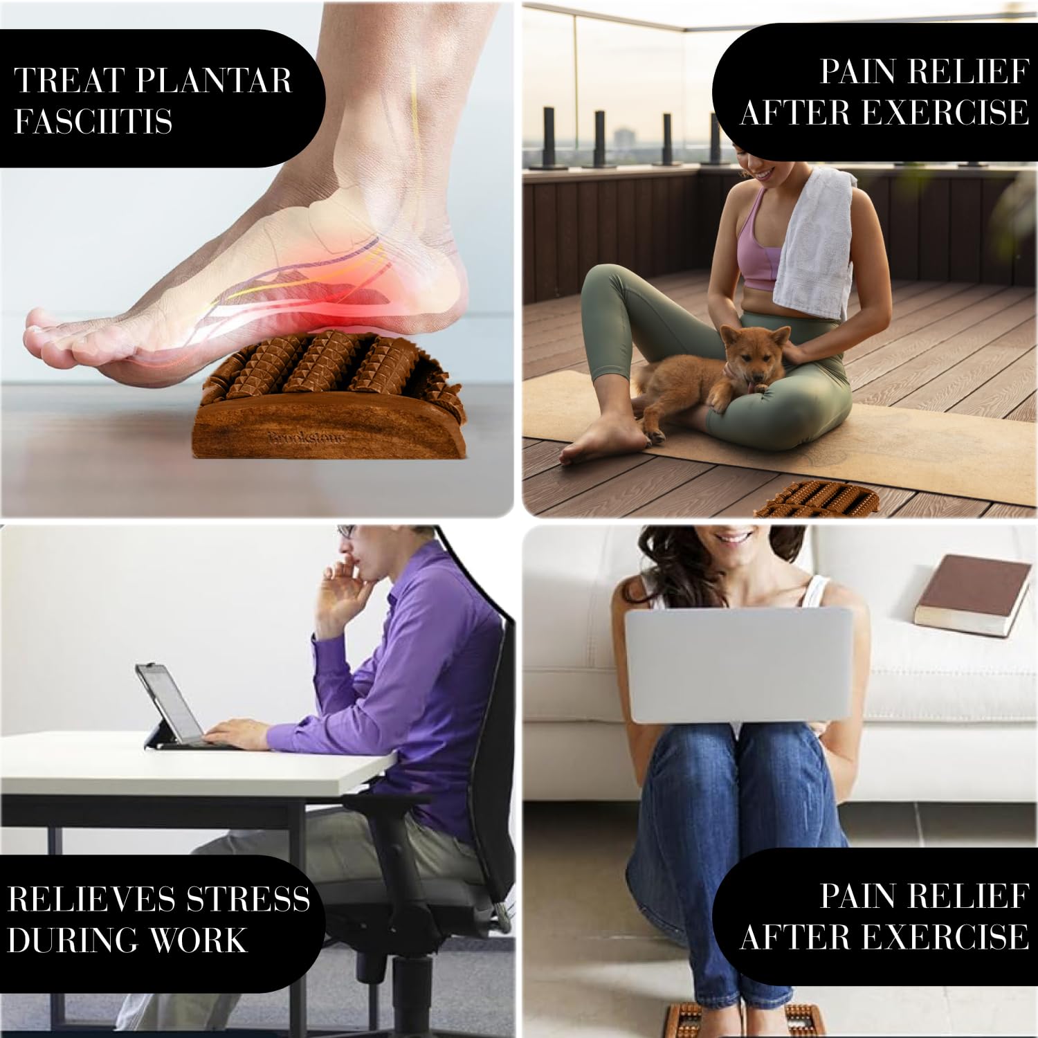 Brookstone foot roller supports wide feet for targeted massage