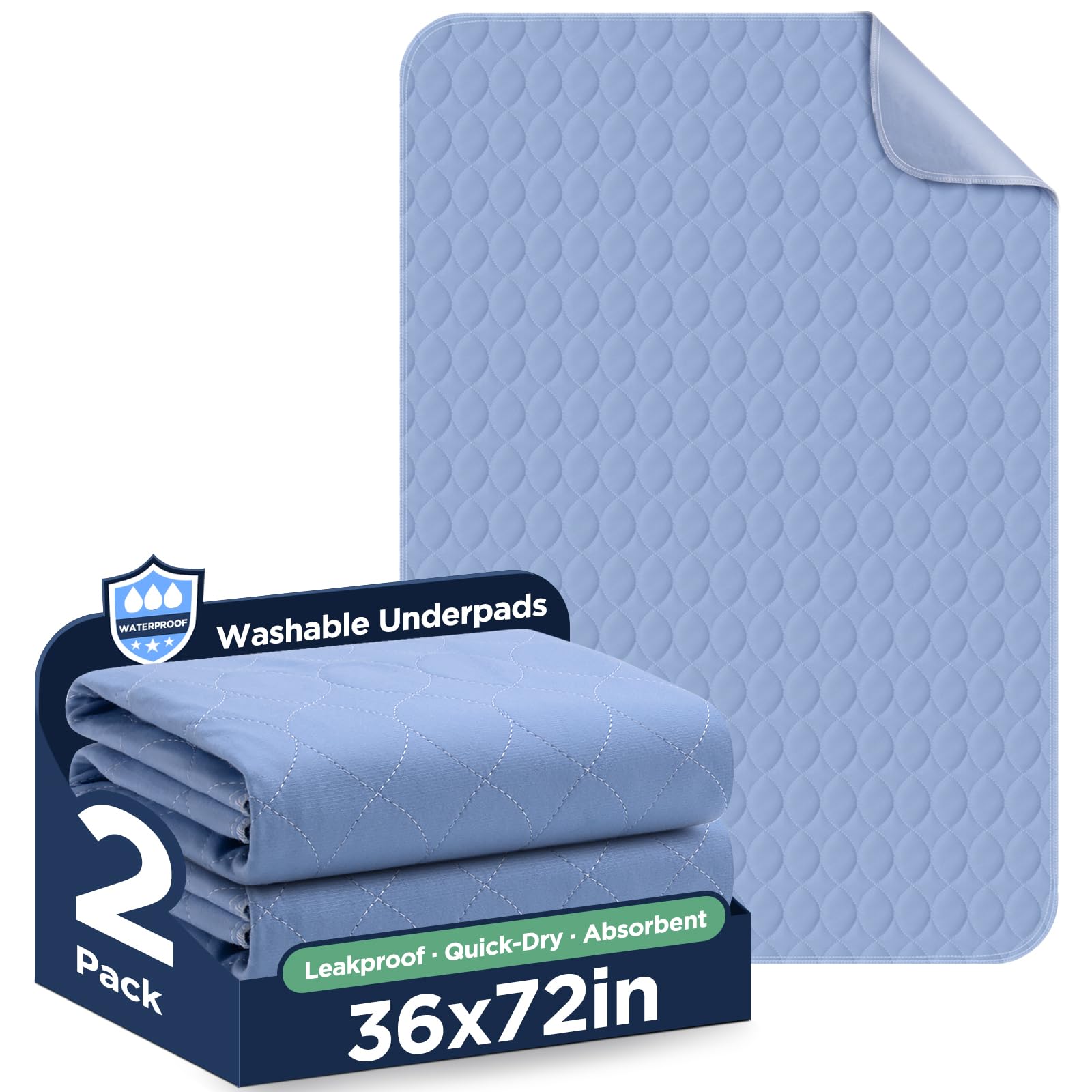 Brosive bed pads 36x72 blue pack protects beds and furniture