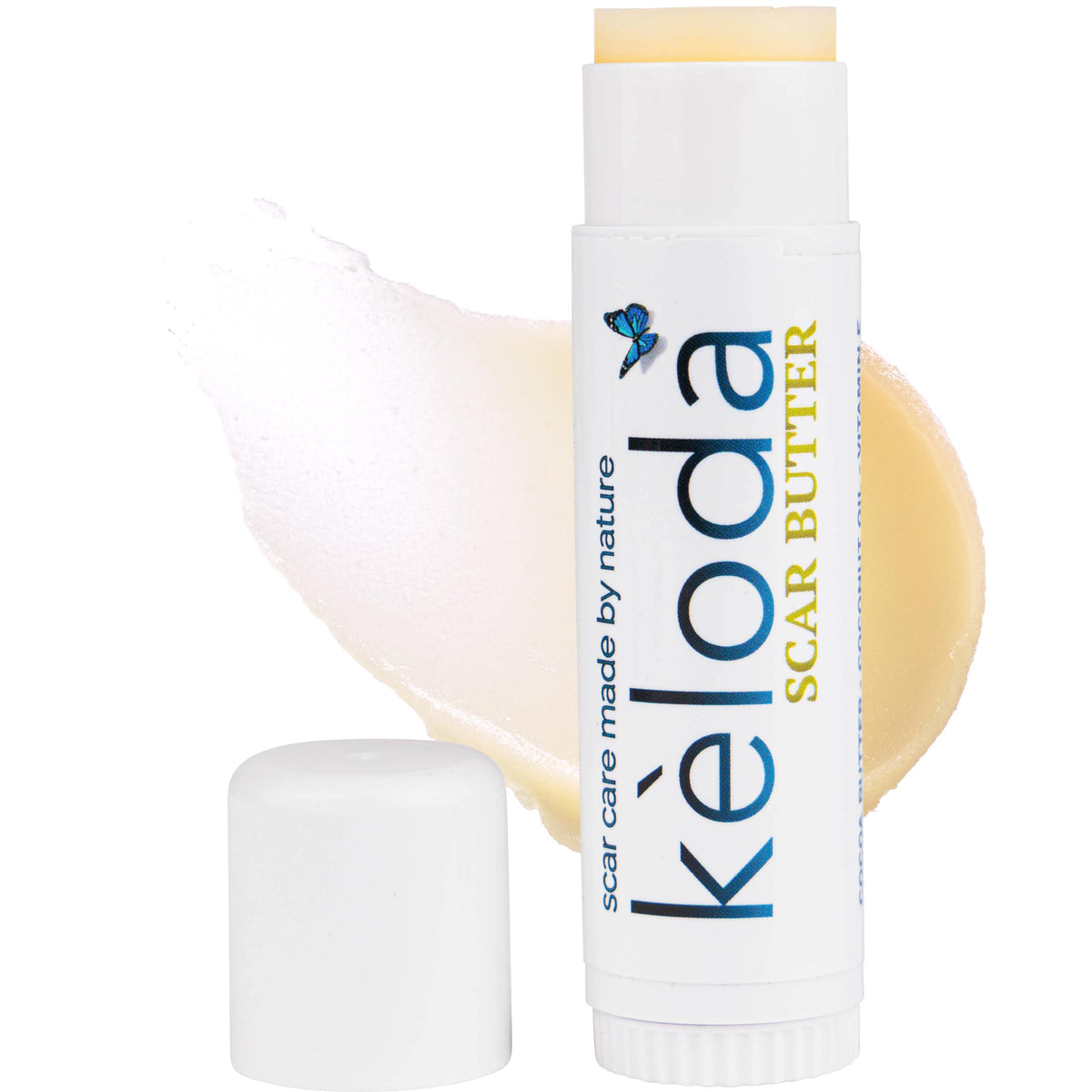 Bruizex Keloid Balm Stick close-up highlighting cocoa butter for scar care