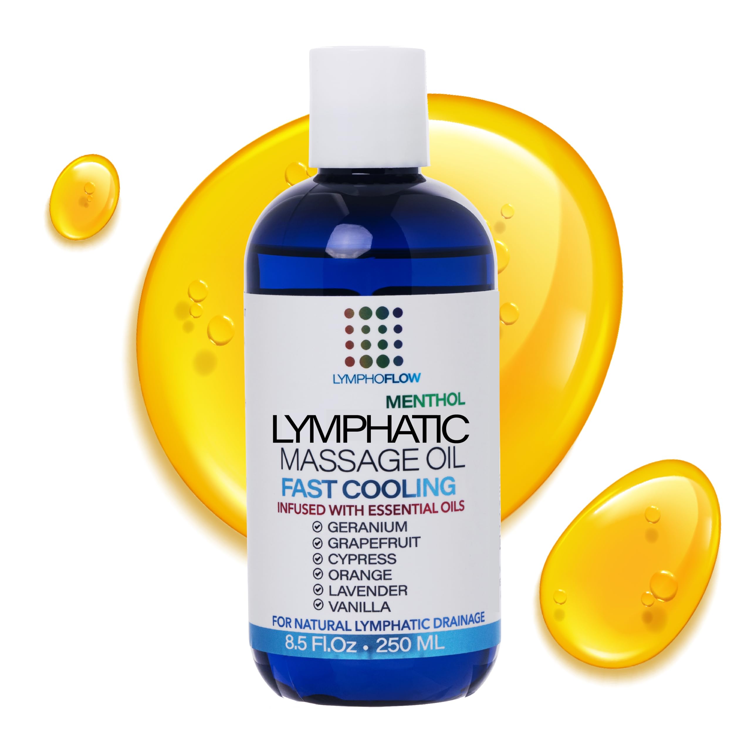 Bruizex Lymphatic Drainage Oil bottle pour for soothing massage