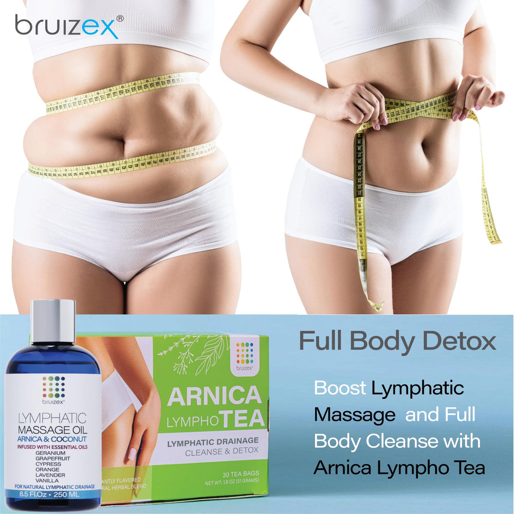 Bruizex oil with compression garments pairing for enhanced postoperative care.