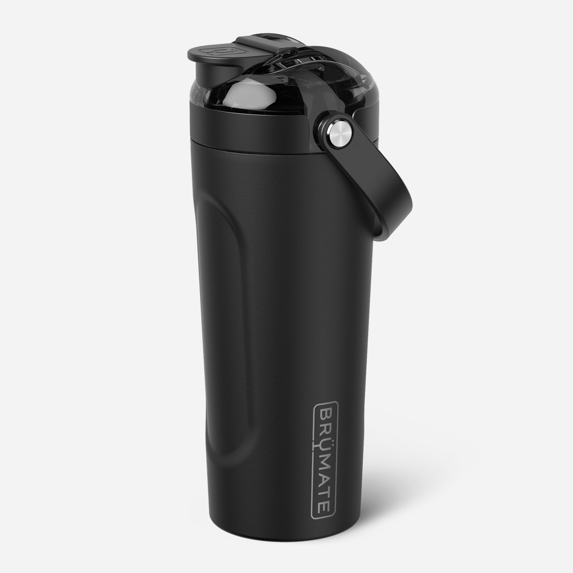 BrüMate MultiShaker with MagFlip lid open for quick, mess-free blending on the go.