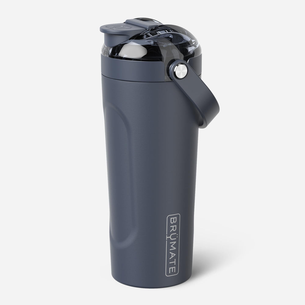 BrüMate MultiShaker with MagFlip lid open for spill-proof on-the-go hydration.