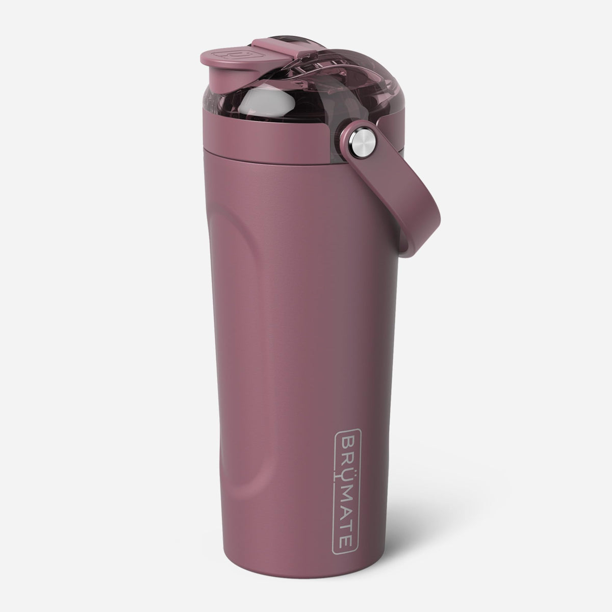 BrüMate MultiShaker Rose Taupe with BevLock lid closed for spill-proof use.