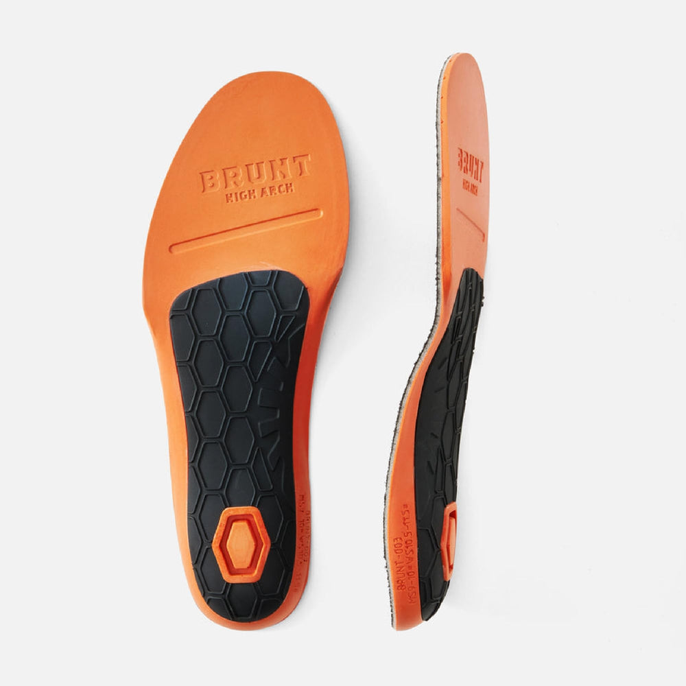 BRUNT High Arch CUSH N Insoles moisture-wicking fabric keeps feet dry during shifts.