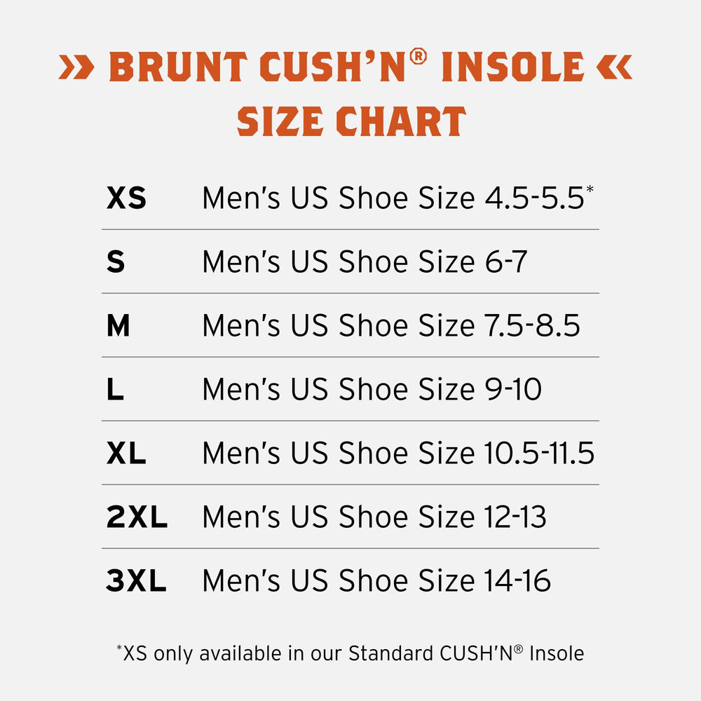 BRUNT Super CUSH N Insoles contoured heel bed anchors the foot.