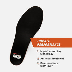 BRUNT Super CUSH N Insoles – moisture-wicking design keeps feet dry through work days.