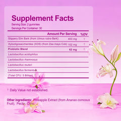 Brurtzexs Her Juicy Pineapple Flavor Gummies package highlights probiotic blend for digestive balance.