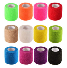 BS FEEL self-adhesive elastic wrap bandage tape demonstrates clip-free application.
