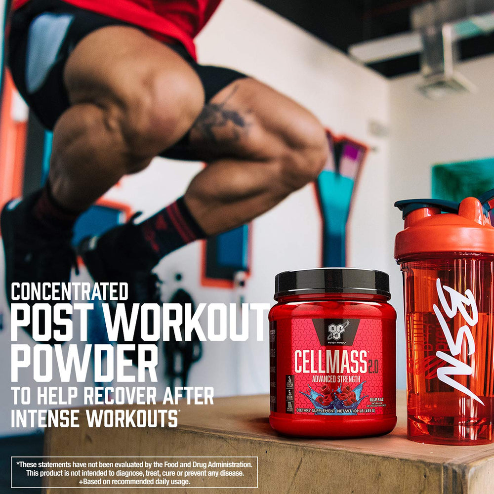 BSN CELLMASS 2.0 Arctic Berry bottle displayed on shelf with label visible.