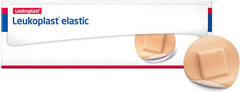 Leukoplast oval bandages with 360-degree adhesive surrounding the wound.