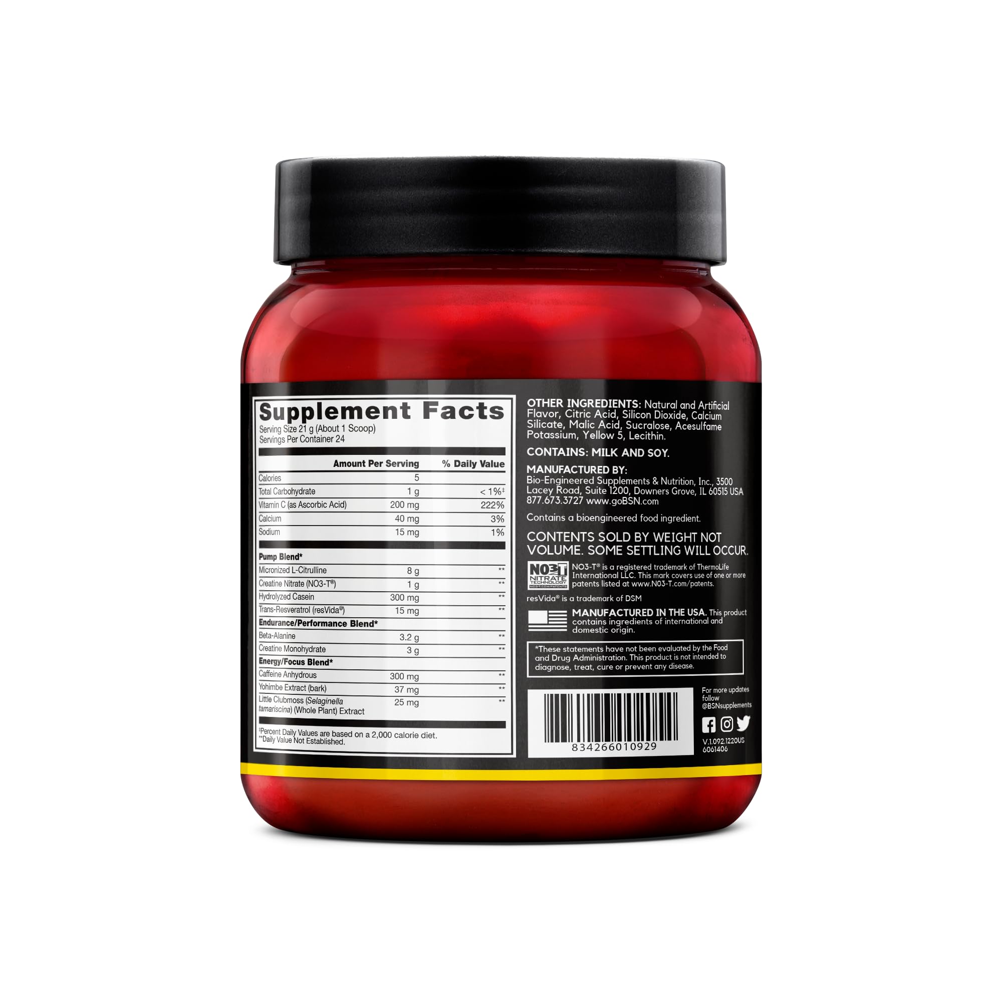 BSN N.O.-XPLODE Vaso energized appearance hints at peak performance