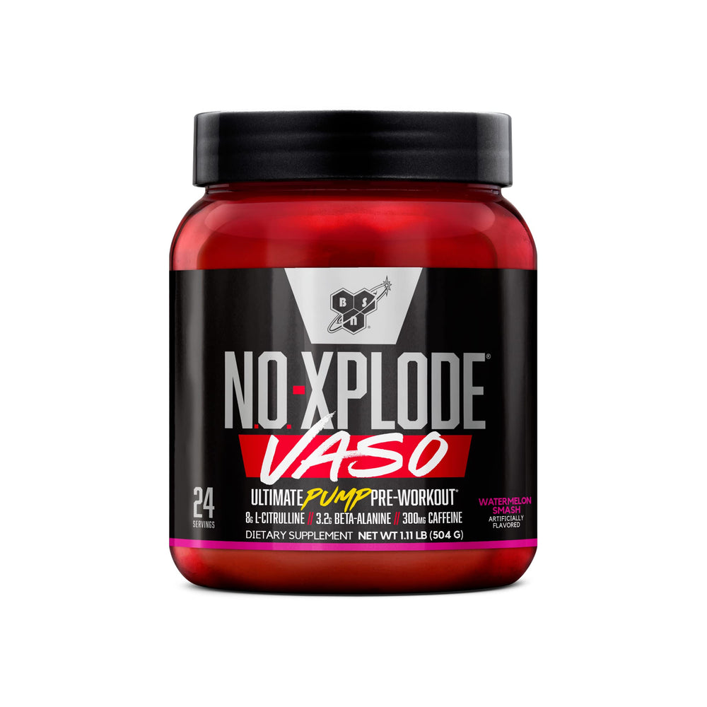 BSN N.O.-XPLODE VASO watermelon smash tub for intense pumps.