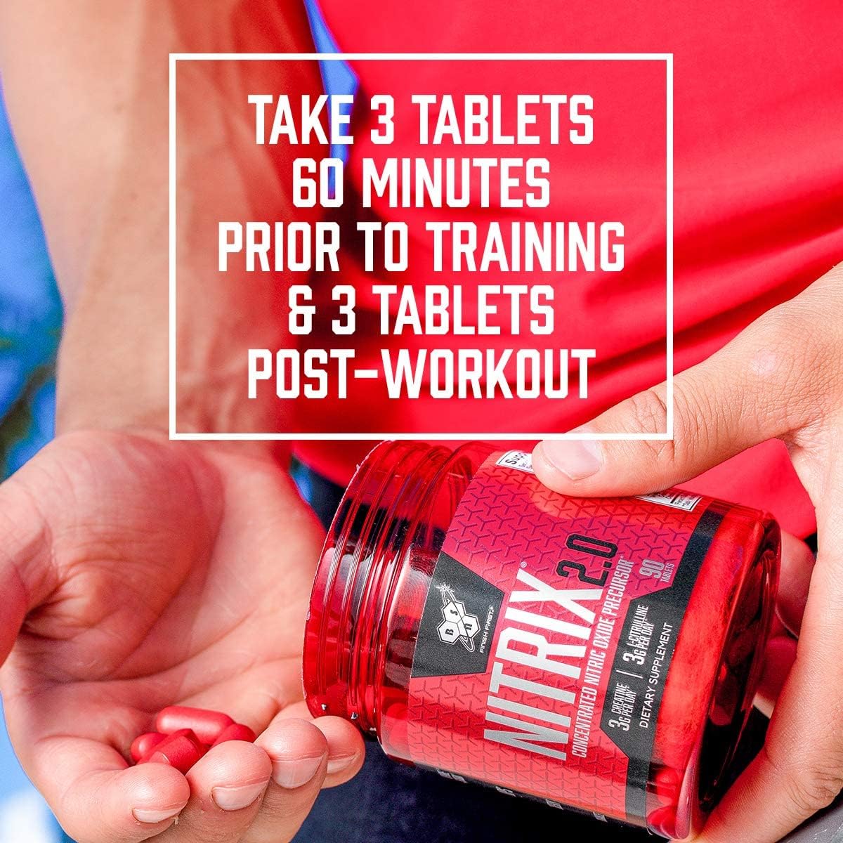 BSN Nitrix 2.0 creatine and citrulline icons emphasize muscle power