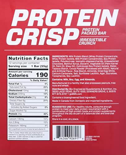 BSN Protein Crisp 12-bar box shown, ready for sharing.