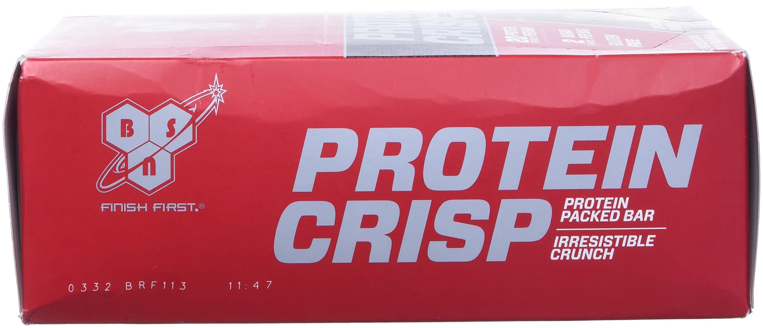 BSN Protein Crisp packaging emphasizes gluten-free claim for sensitive diets.