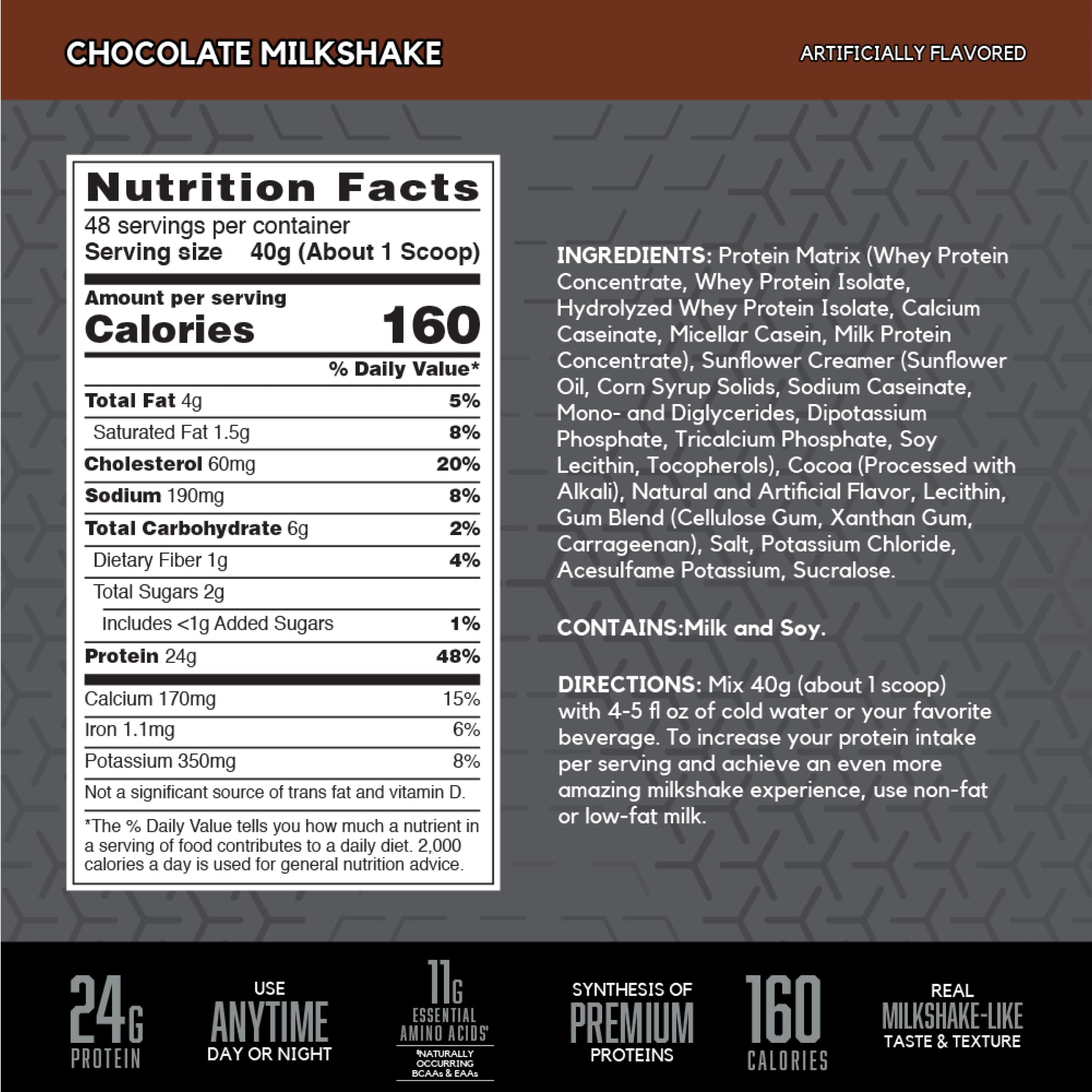BSN SynthA-6 Edge chocolate milkshake glass shows a creamy shake suitable for between-meal protein boost.