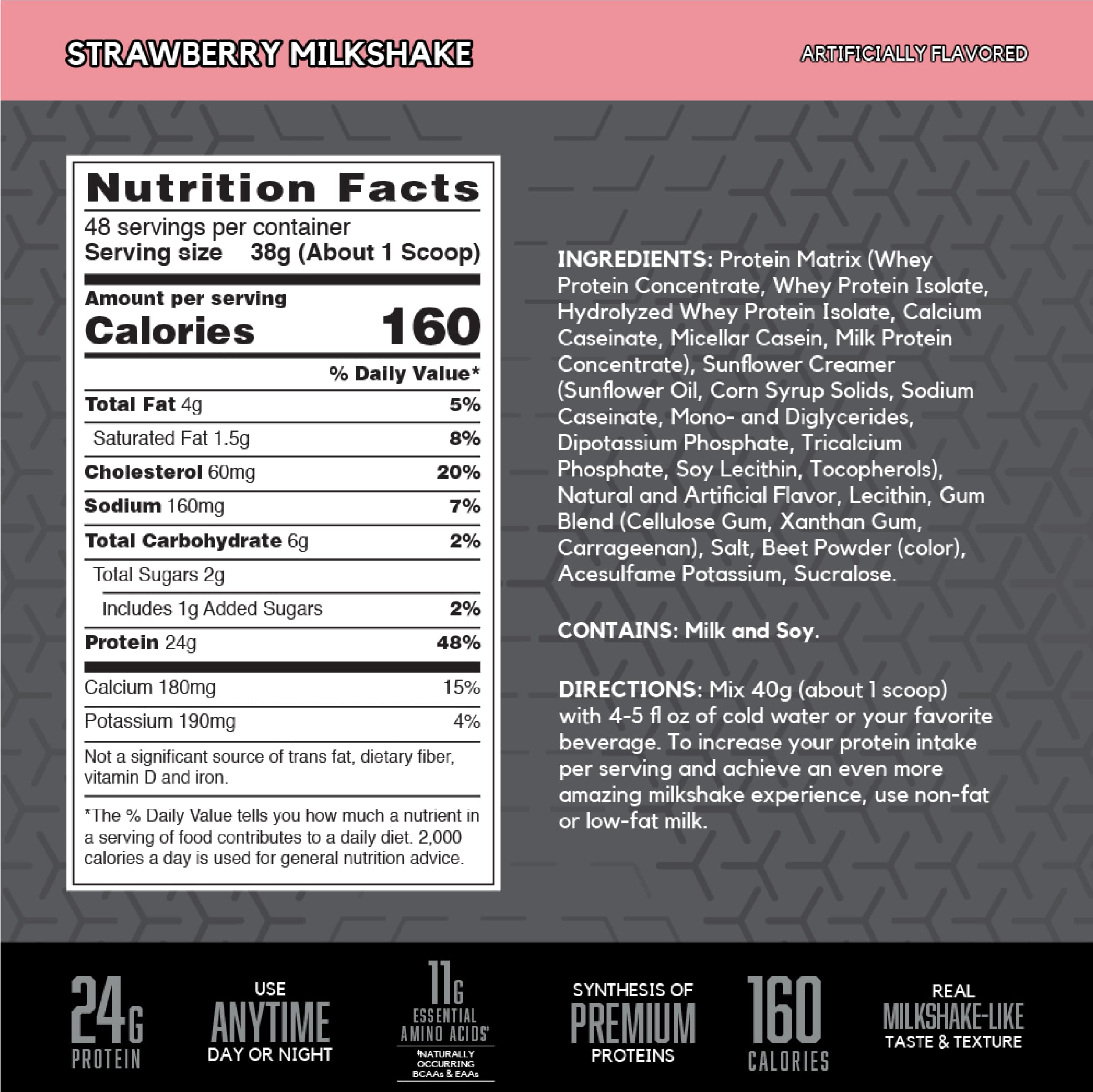 BSN SYNTHA-6 EDGE strawberry milkshake pour highlights creamy texture after workouts.