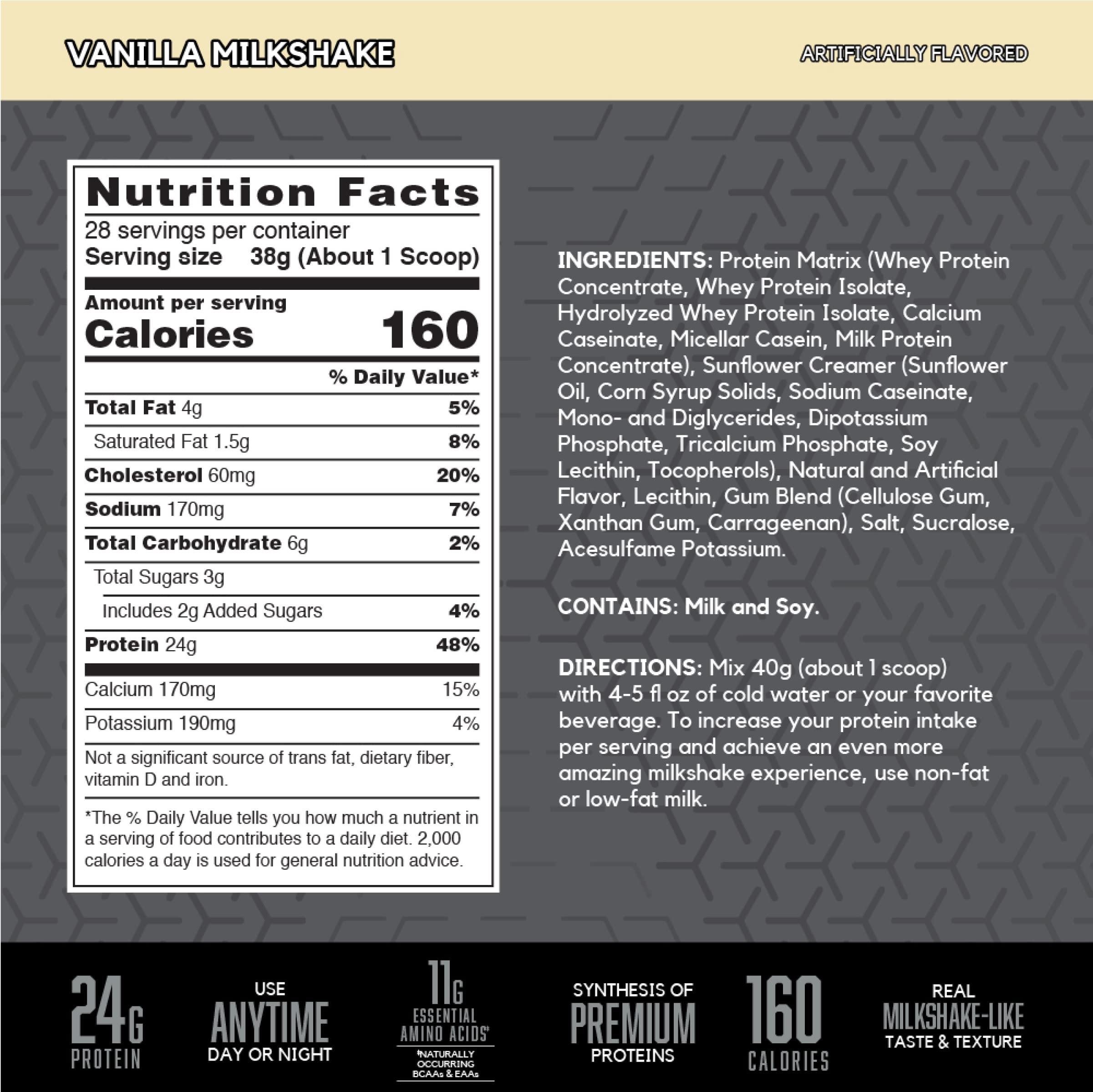 BSN SYNTHA-6 Edge vanilla milkshake glass highlights creamy texture and indulgent flavor cues.