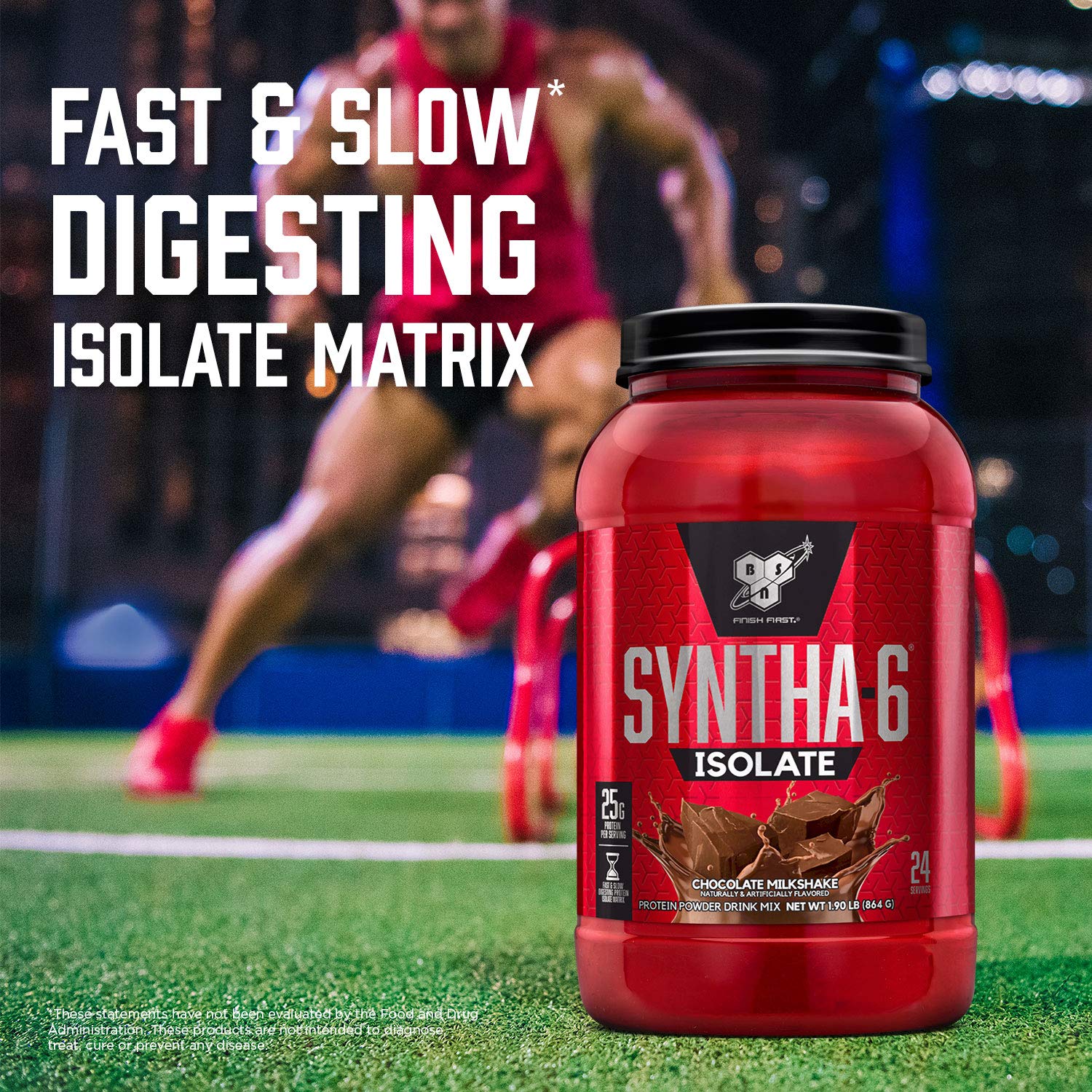 Glass of chocolate peanut butter shake with BSN SYNTHA-6 ISOLATE